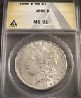 1886 MORGAN SILVER DOLLAR ** ANACS MS-61 **  PROBLEM FREE COIN  (7797)
