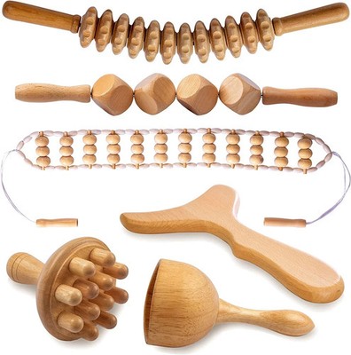 6 in 1 Wood Therapy Massage Tools, Maderoterapia Kit, Wood Therapy Set, Lymphati