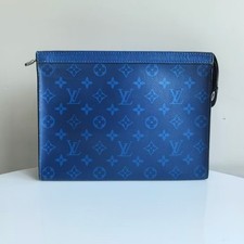 LOUIS VUITTON POCHETTE VOYAGE Bags Leather Blue Free Shipping MM