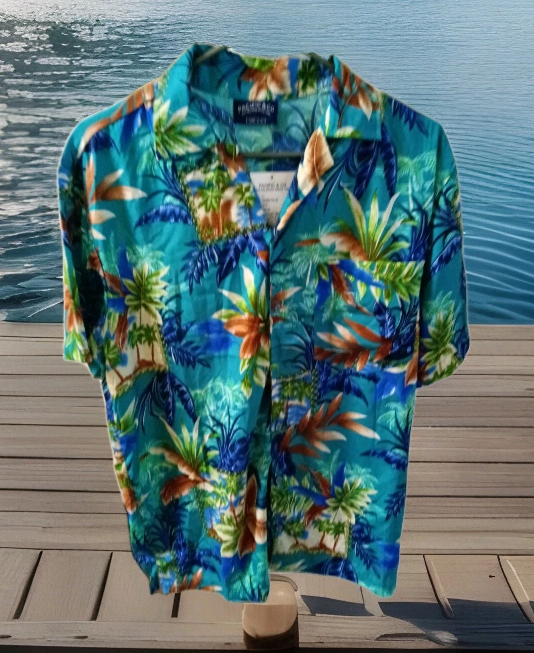 Men's Pacific & Co. Short Sleeve Oasis Palm Shirt Size Large Button Up NWT