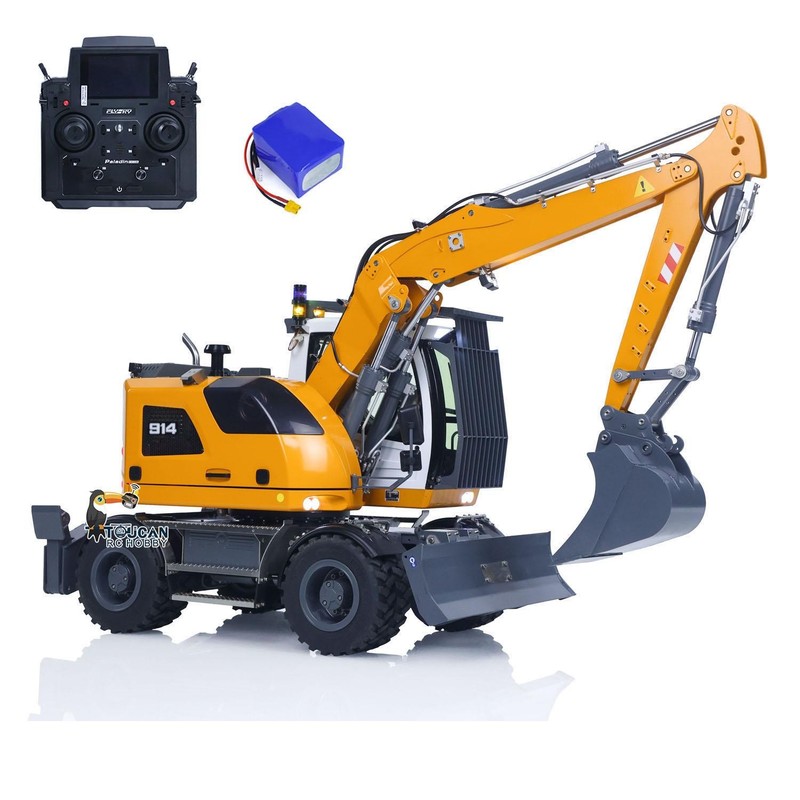 US Stock 1/14 RC Hydraulic Wheeled Excavator LR914 8-ways Valve RTR Metal Digger
