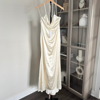 Reformation Oriana Maxi Dress NEW Silk Ivory Satin Sweetheart V-Neckline  Size 2 | eBay