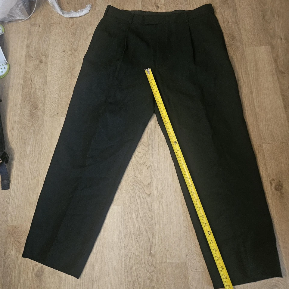 Pantalones Kenneth Cole Para Hombre 36x28 Negros Plisados Vestido Pantalones Clásicos Oficina Foto 2 de 4