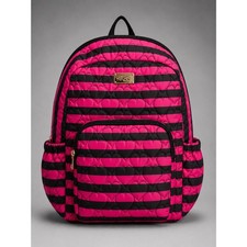 Betsey Johnson Quilted Pink Black Heart Strip...