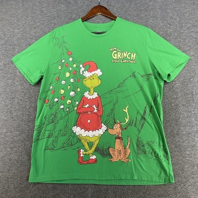 Dr Seuss Size XL Graphic Holiday T-Shirt How The Grinch Stole Christmas Green