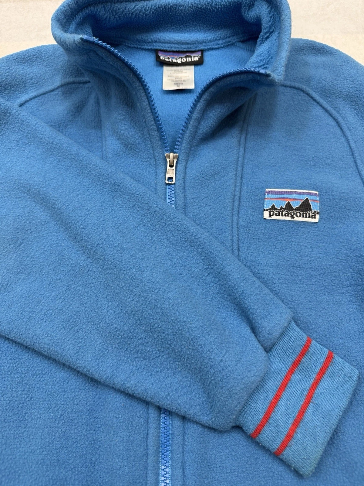 Rare Patagonia Big Tag Fleece Size Medium Rare Blue Vintage Jacket Coat Full Zip - product detail image 1