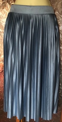 ICHI Glitter Ombre Pleated Midi Skirt Black/Blue, Elasticated waist - Size XS