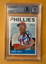 Signed CHASE UTLEY PHILLIES 2013 Topps Heritage Card #72 Beckett Slabbed 10