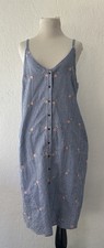 NWT Gingham Floral Midi Dress Button Front Spaghetti Strap Cottagecore Summer LG