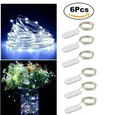 6 Pack 6.6ft 20 LEDs Battery Operated Mini LED Copper Wire String Fairy Lights