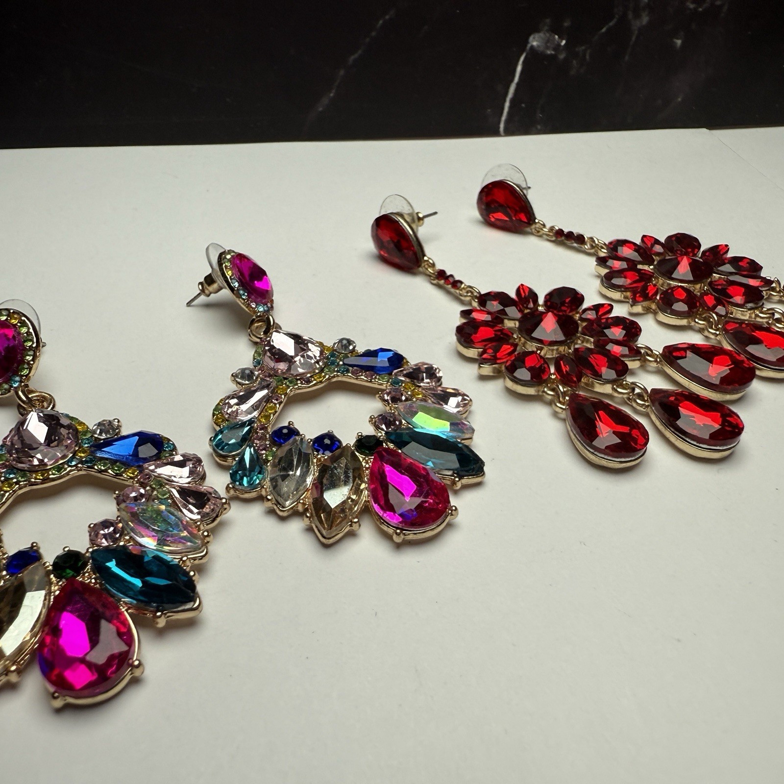 Statement Rhinestone Dangle Drop Pierced Earrings… - image 8