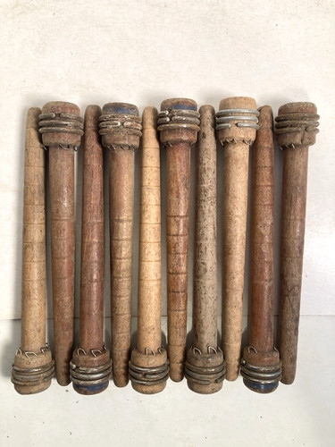 Wood Bobbins Wood Quills Vintage Factory Reclaimed Industrial 7 3/8", lot of 10