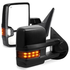 Towing Mirrors Compatible With Chevy Silverado 2007-2014 Black With Amber Light