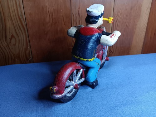Vintage Cast Iron Popeye on Patrol Harley Davidson Motorcycle Reproduction - Picture 4 of 9
