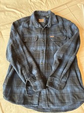 Orvis Men  s Medium Heavyweight Plaid Flannel Shirt Jacket Blue Black Button Up