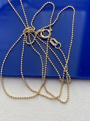 real 14k Gold Ball Chain Neckalce 2mm wide and 1mm bead chain