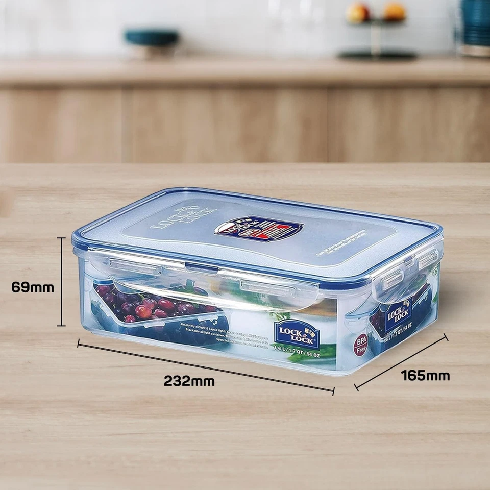 Lock & Lock Classics Rectangular Plastic Airtight Food Storage Containers wit... - Image 2 of 4