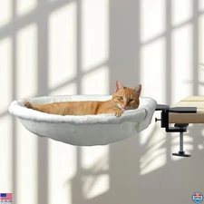 Adjustable Cat Desk Bed, Supports up to 50 lbs, Sturdy Metal Frame with Secure