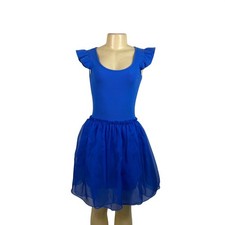 Betsey Johnson Womens Blue Cotton & Silk Dress Ruffled Sleeves Made In USA Sz S