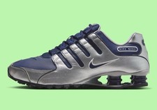 Nike Shox NZ Metallic Silver Midnight Navy Blue Sneakers 378341-402 Men's Sizes