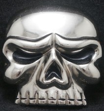 XA23109 NICE VINTAGE 1970s CUT-OUT SKULL GOTHIC FASHION MENS BELT BUCKLE