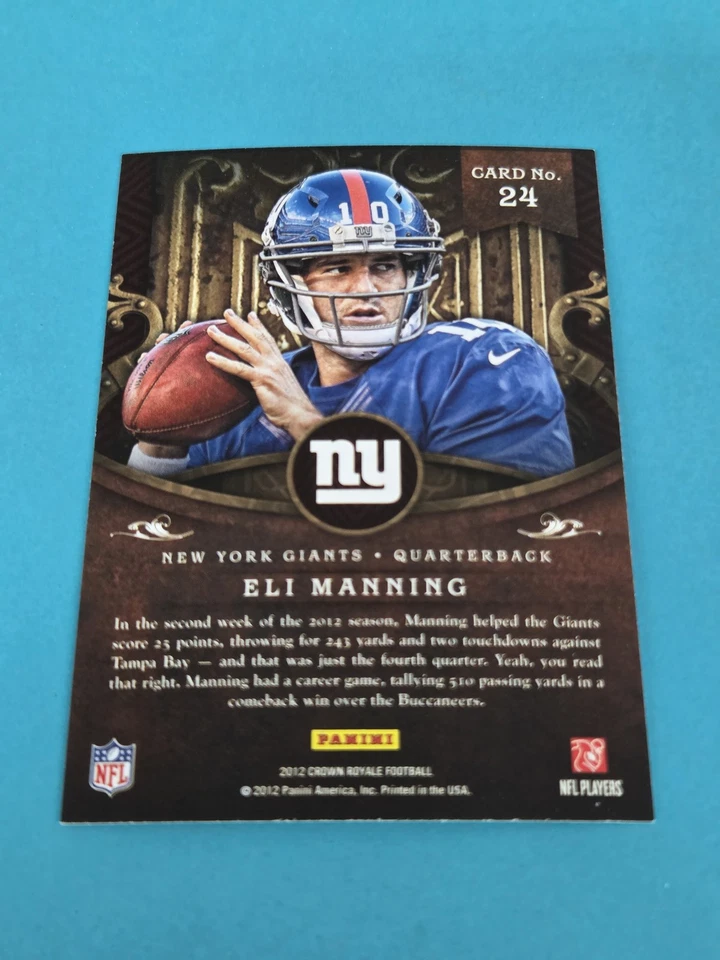 2012 Panini Crown Royale NFL Regime #24 Eli Manning Giants FOOTBALL Card 9C - Image 2 of 2