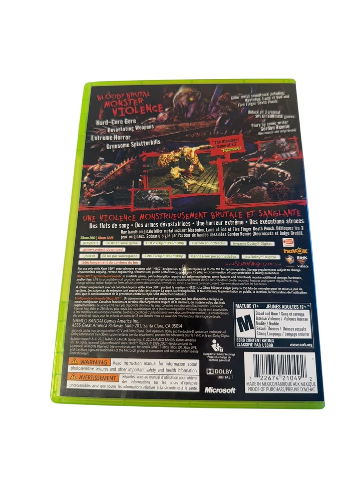 Splatterhouse (Microsoft Xbox 360) Complete W/ Manual - Image 3 of 4