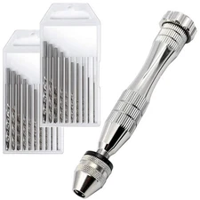 Stainless Steel Pin Vise Hand Drill: 20 Precision Bits for Miniature Crafting