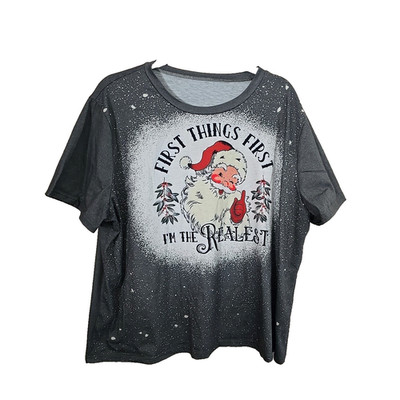 Winking Santa Graphic Tee Vintage Look Boutique Christmas Short Sleeve Sz 4XL