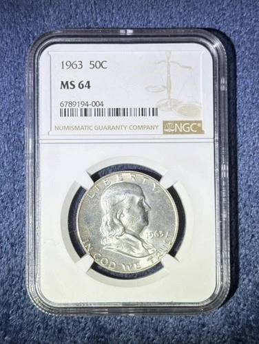 1963 Franklin Half Dollar certified MS 64 by NGC!