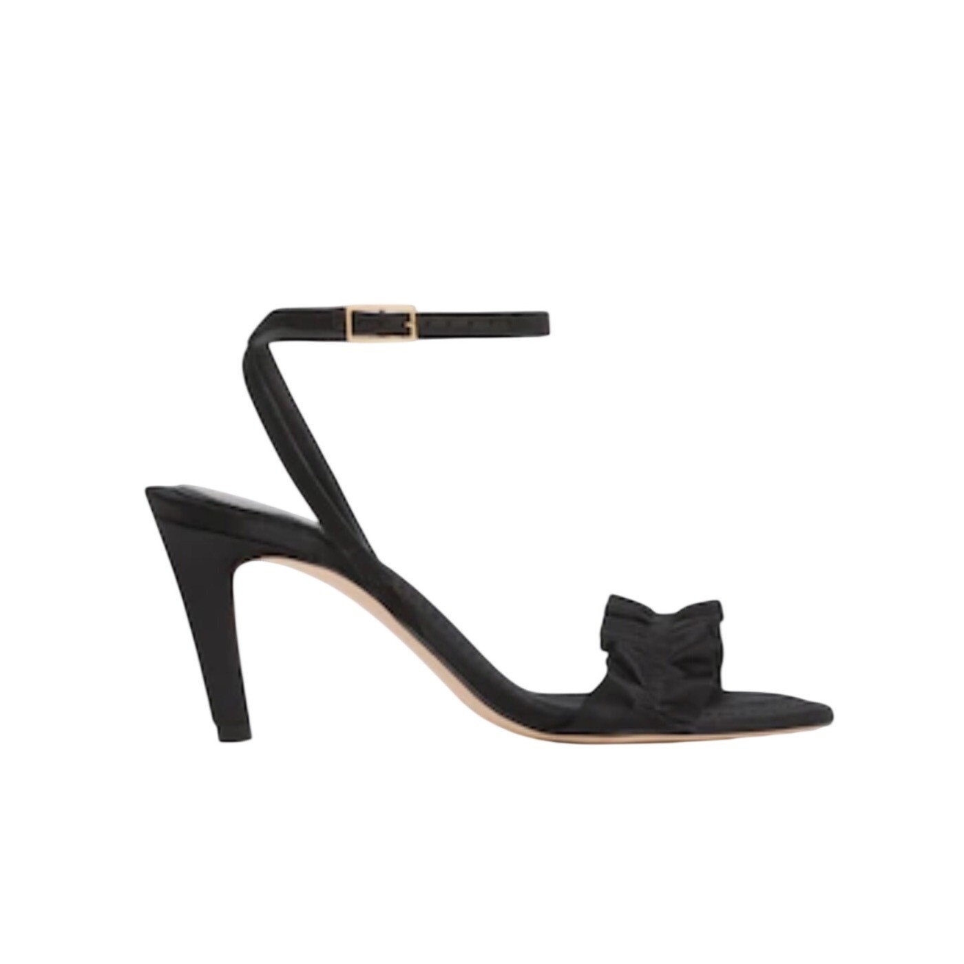 Good American Show Off Sandals Black Ruched Ruffle Ankle Strap Heels Womens 11