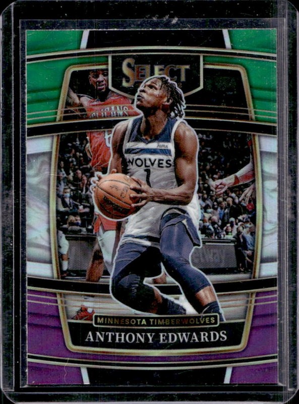 2021-22 Panini Select Anthony Edwards Green White Purple Prizm Concourse #49