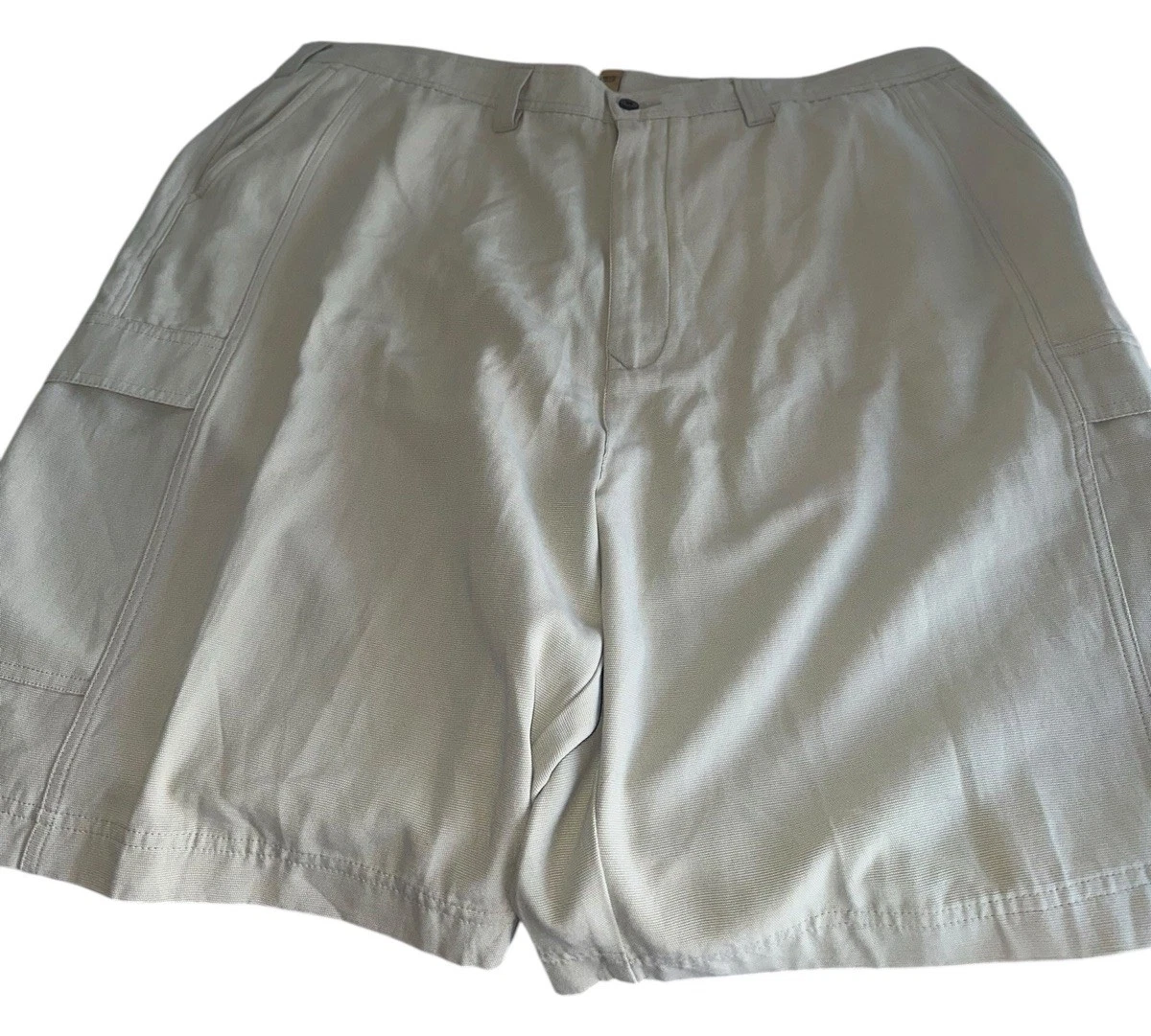 NWT The Foundry Mens Big & Tall Lyocell Blend Cargo Shorts Sz 46 Beige MSRP $60