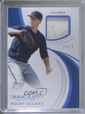 2019 Panini Immaculate Swatches Baseballs 13/19 Kolby Allard #IS-KA s3g