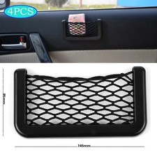 4pcs Self Adhesive Car Mesh Net Pocket Elastic Phone Holder Storage Bag Interior