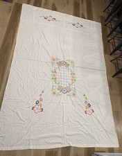 Vintage Floral Hand Embroidered Bed Cover She...