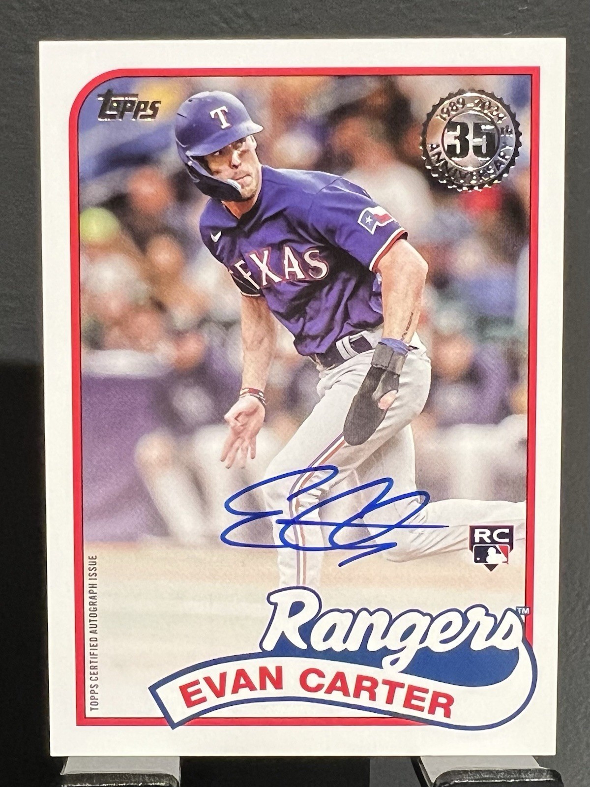 Evan Carter 2024 Topps Update RC '89 Topps Autographs #89AU-EC Texas Rangers