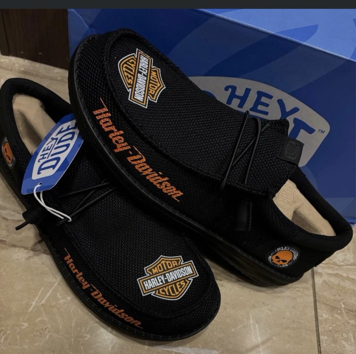 Custom Harley Davidson Themed Hey Dudes For Motorcycle Enthusiasts/Bikers