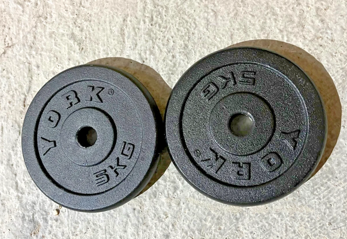 Paire De Petits Poids York Barbell 2,5 Lb (large) – Vintage Années 40 En Fonte