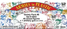 ARMIES IN PLASTIC 5943 VARIETY PACK #6 40 MIXED FIGURES + 1 ARTILLERY GUN +