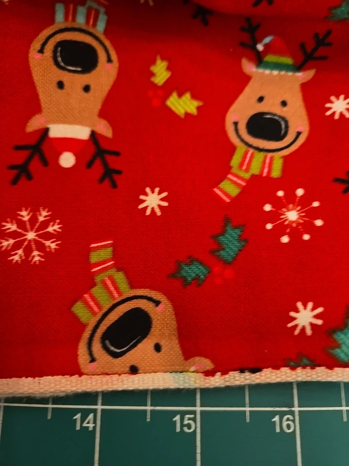 Santa Reindeer Joann Snuggle Flannel Fabric  By The 1/2 Yard Red Snowflakes New - Image 4 of 4