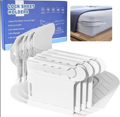 Adjustable Bed Sheet Holders w/ Lock, Upgraded Straps Keep Firm, No Sheet Damage