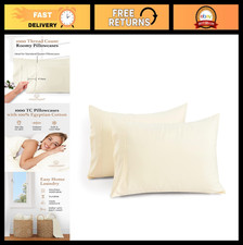 1000 TC Ivory Pillowcases Set of 2 - 100 Egyptian Cotton, Silky Soft, Hotel Qua