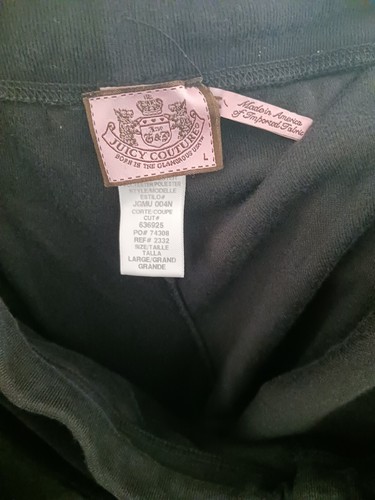 Juicy Couture Velour TrackSuit Matching Set Black Large XL Jacket Pants Pink Tag - Picture 6 of 23