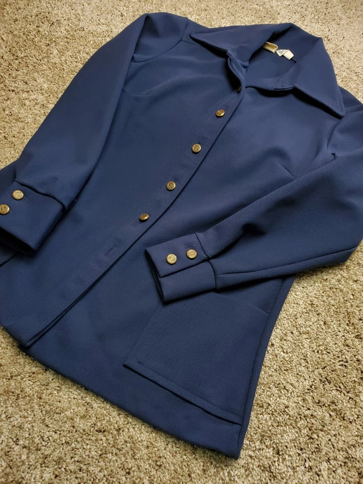 Винтажная женская куртка Sears размер 14 синяя на пуговицах Americana ретро 70-е США - Изображение 2 из 4