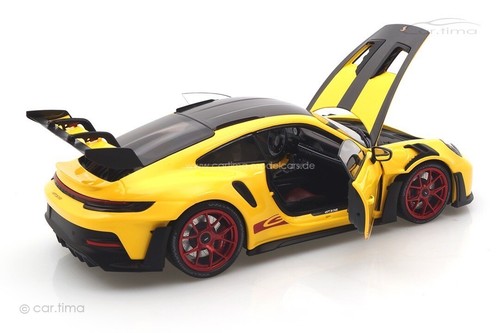 Porsche 911 (992) Gt3 Rs Weissach Pacchetto Giallo Racing / Rad Rosso MINICHAMPS - Foto 2 di 7