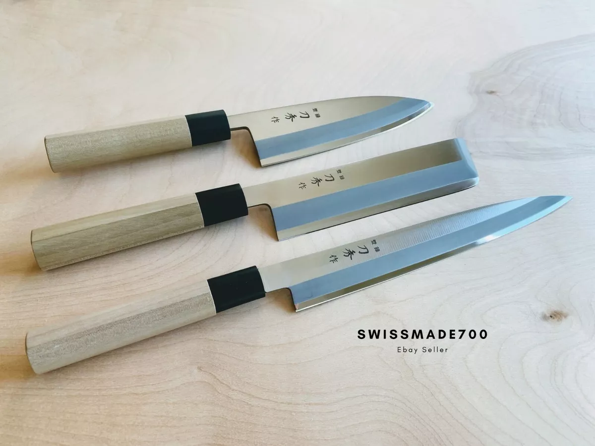 Japanese Sushi Knife Set (Deba/Yanagi/Usuba) by Fuji Cutlery - MADE IN JAPAN