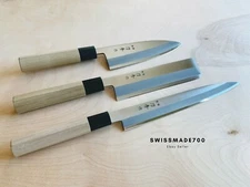 Japanese Sushi Knife Set (Deba/Yanagi/Usuba) by Fuji Cutlery - MADE IN JAPAN 