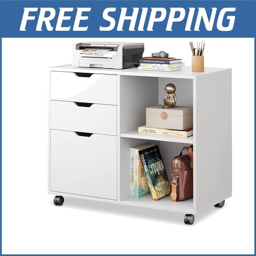 Durable Lateral File Cabinet with 3 Drawers and Open Storage for Home Office
