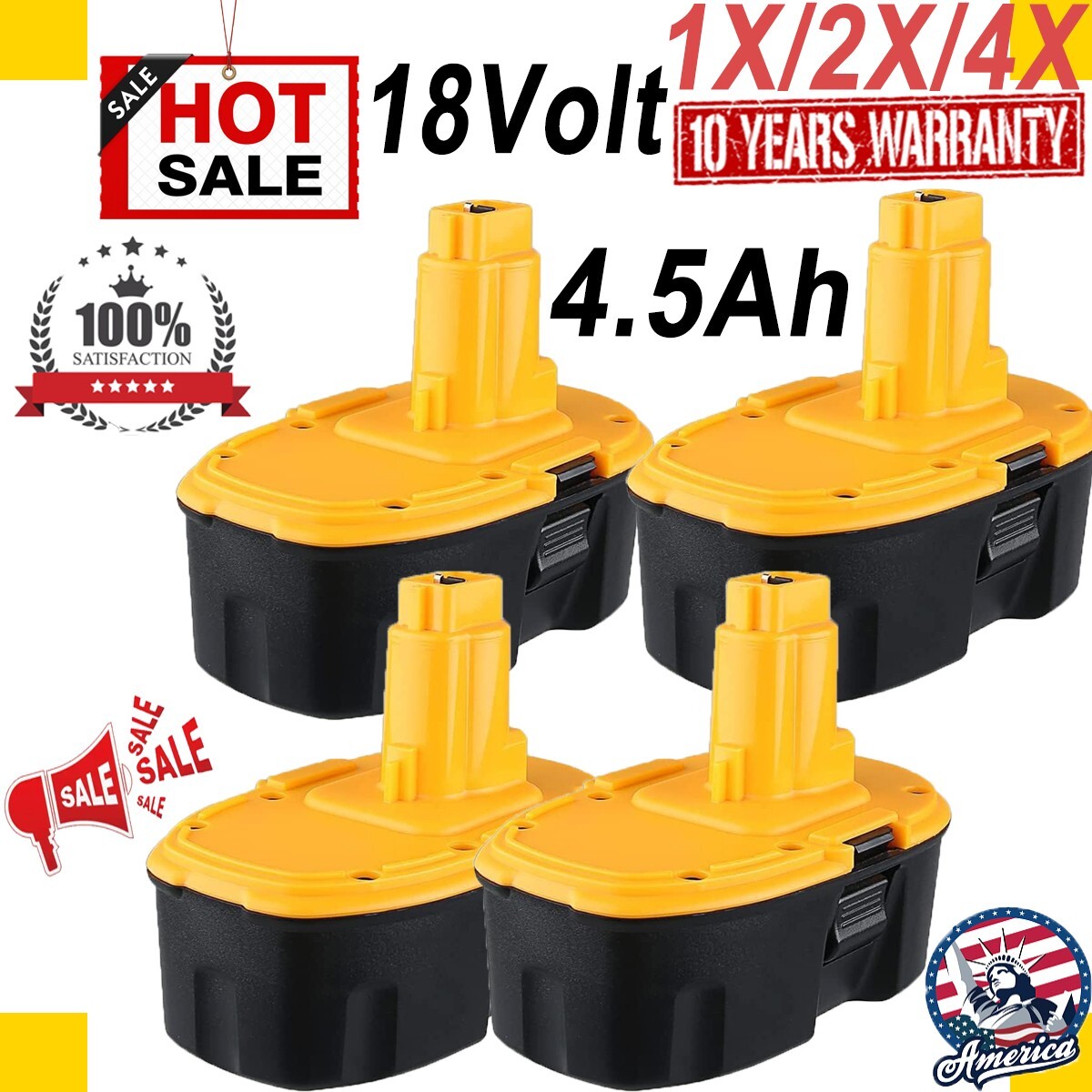 Dewalt 18v Battery Replacement 2-Pack 4500mAh 18V DeWalt XRP